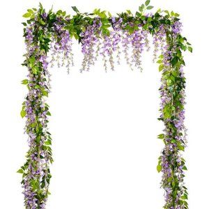 Wisteria Artificial Flowers Garland, 4 Pcs Total 28.8ft Artificial Wisteria Vine